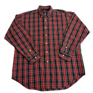 Ralph Lauren Shirt Mens Medium Red Plaid Blaire Button Down Cotton Long Sleeve